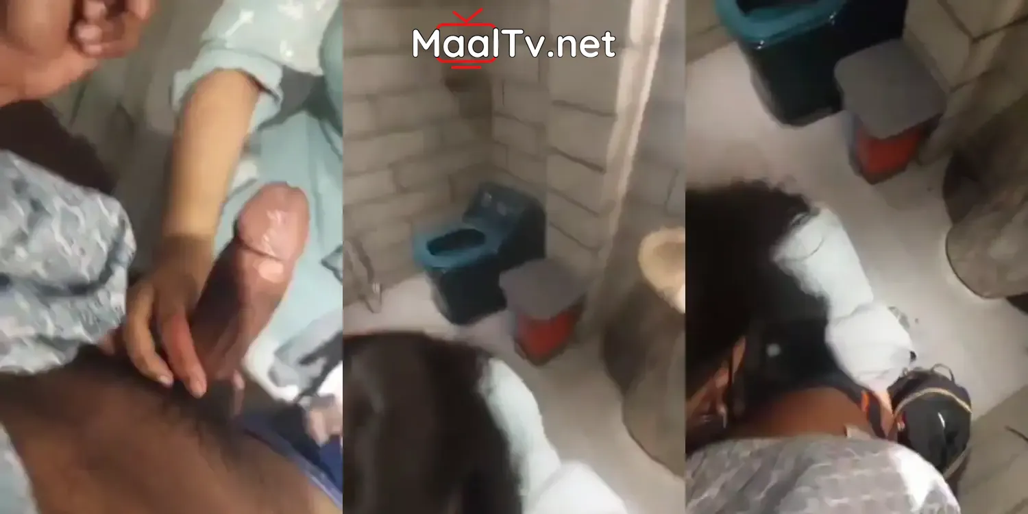 Young girl gives an Indian blowjob in the bathroom